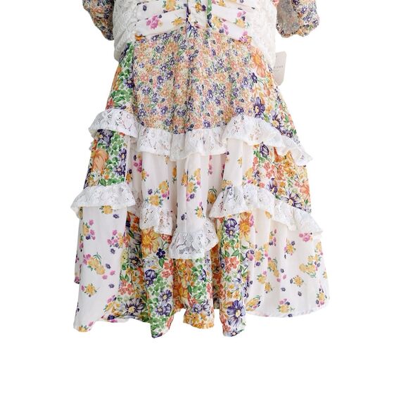 Altar'D State Mini Dress XL Aderny Patchwork Floral Ruffle Short Cottagecore - Picture 4 of 8